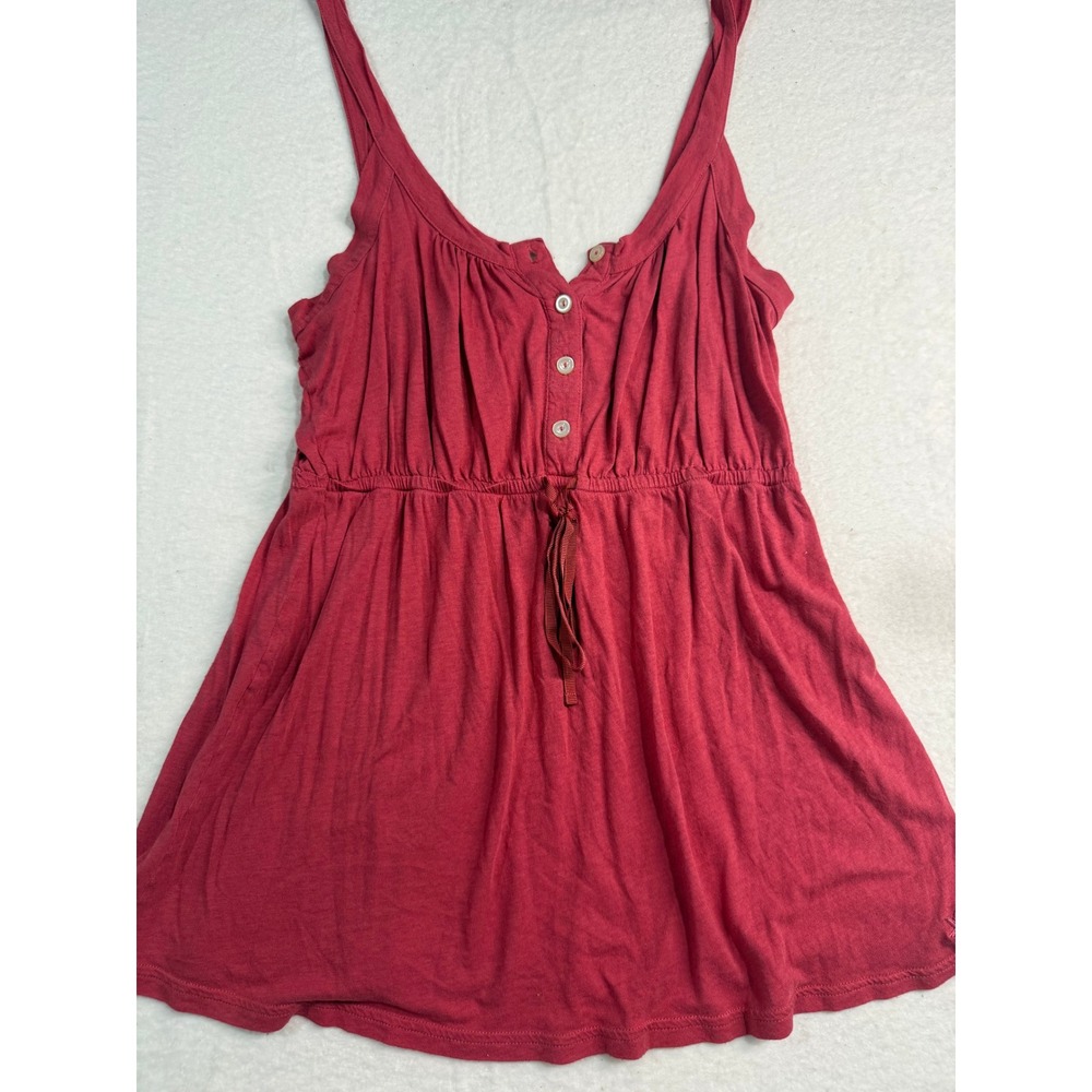 Aerie Vintage Y2K Red Babydoll Tank Top Empire Waist Henley Sleeveless Small